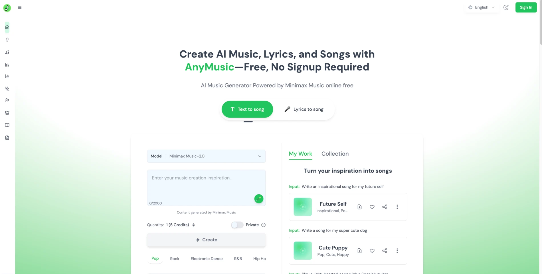 AnyMusic — 产品首屏预览